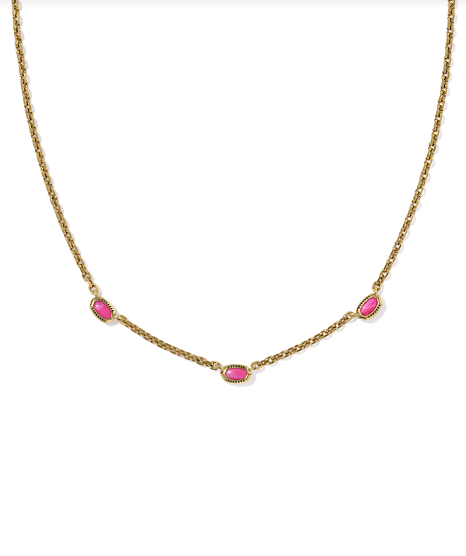 Kendra Scott Mini Elisa Three Stone Strand Necklace Dark Fushia Magnesite