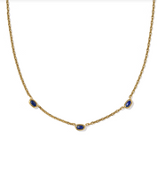 Load image into Gallery viewer, Kendra Scott Mini Elisa Three Stone Strand Necklace Gold Blue Lapis
