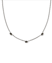 Load image into Gallery viewer, Kendra Scott Mini Elisa Three Stone Strand Necklace Silver Golden Obsidian
