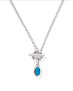 Kendra Scott Mini Elisa Toggle Pendant Necklace Rhodium Indigo Magnesite