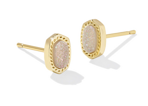 Kendra Scott Mini Ellie Stud Earrings Iridescent Drusy Gold