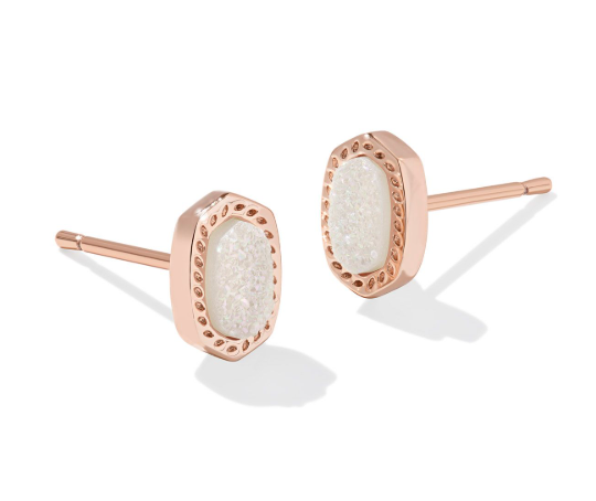 Kendra Scott Mini Ellie Stud Earrings Iridescent Drusy Rosegold