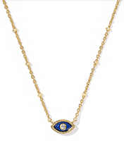 Load image into Gallery viewer, Kendra Scott Mini Eye Short Pendant Necklace Gold Dark Blue Magnesite
