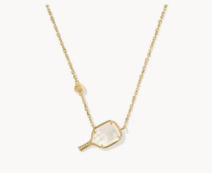 Kendra Scott Pickleball Necklace in Ivory Mother of Pearl in Gold or Silver