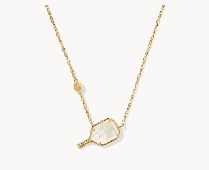 Kendra Scott Pickleball Necklace in Ivory Mother of Pearl in Gold or Silver