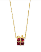Load image into Gallery viewer, Kendra Scott Present Pendant Necklace Gold Red Crystal
