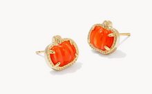Load image into Gallery viewer, Kendra Scott Pumpkin Stud Earrings in Orange Mother of Pearl in Gold
