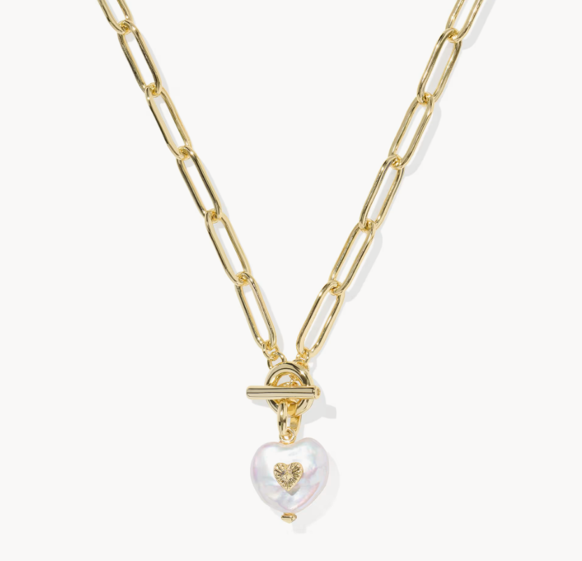 Kendra Scott Sasha Gold Heart Pendant Necklace Pearl