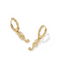 Load image into Gallery viewer, Kendra Scott Seahorse Huggie Earrings Gold
