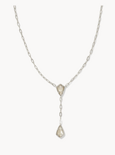 Load image into Gallery viewer, Kendra Scott Silver Camry Y Necklace in Ivory Mother of Pearl
