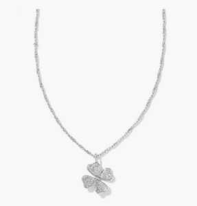 Kendra Scott Silver Clover Crystal Short Pendant Necklace