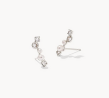 Load image into Gallery viewer, Kendra Scott Silver Leighton Pearl Ear Climbers In White Pearl
