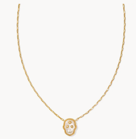 Kendra Scott Skeleton Short Pendant Necklace Gold Ivory Mother of Pearl