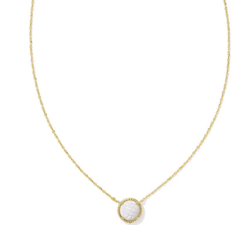 Kendra Scott Volleyball Pendant Necklace White Mother of Pearl in Gold or Silver