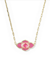 Load image into Gallery viewer, Kendra Scott Abbie Medallion Pendant Necklace Gold Hot Pink Mix
