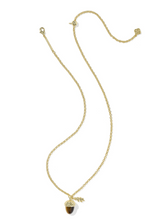 Load image into Gallery viewer, Kendra Scott Acorn Short Gold Pendant Necklace Brown Tigers Eye

