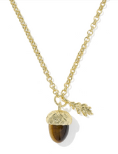 Load image into Gallery viewer, Kendra Scott Acorn Short Gold Pendant Necklace Brown Tigers Eye

