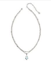 Load image into Gallery viewer, Kendra Scott Adriana Frame Multi Strand Necklace Silver Sea Green Chrysocolla
