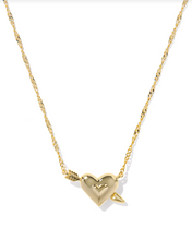 Load image into Gallery viewer, Kendra Scott Ari Heart Arrow Pendant Necklace Pink Opal
