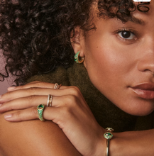 Load image into Gallery viewer, Kendra Scott Bella Gold Hoop Green Crystal Earrings
