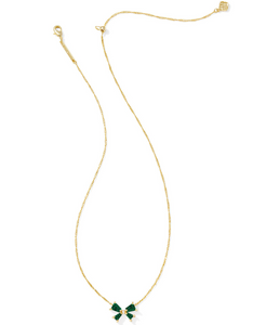 Kendra Scott Blair Bow Small Pendant Necklace Emerald Drusy Gold