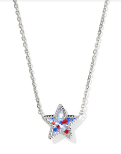 Kendra Scott Cassidy Short Pendant Necklace Red White Blue Illusion