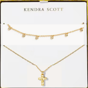 Kendra Scott Amelia Necklace Set Gold White Crystal