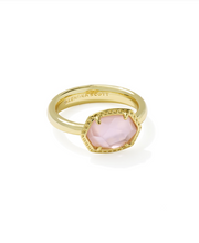 Load image into Gallery viewer, Kendra Scott Daphne Frame Band Ring Gold Light Pink Mother of Pearl
