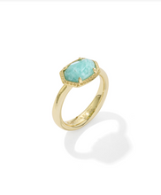 Load image into Gallery viewer, Kendra Scott Daphne Frame Band Ring Gold Teal Amazonite
