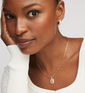Kendra Scott Daphne Pave Pendant Necklace Rose Quartz