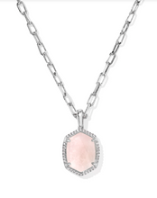 Load image into Gallery viewer, Kendra Scott Daphne Pave Pendant Necklace Rose Quartz
