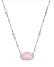 Load image into Gallery viewer, Kendra Scott Elisa Lattice Frame Necklace Blush Ivory Mother of Pearl

