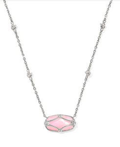 Kendra Scott Elisa Lattice Frame Necklace Blush Ivory Mother of Pearl