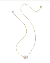 Load image into Gallery viewer, Kendra Scott Elisa Pave Frame Pendant Necklace Gold Ivory Mother of Pearl Love Script
