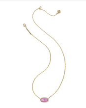 Load image into Gallery viewer, Kendra Scott Elisa Pave Frame Pendant Necklace Pink Opalescent Resin
