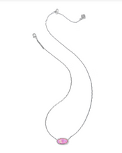 Load image into Gallery viewer, Kendra Scott Elisa Pave Frame Pendant Necklace Pink Opalescent Resin
