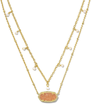Load image into Gallery viewer, Kendra Scott Elisa Pearl Multi Strand Necklace Gold - Sand Drusy
