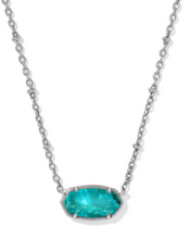 Load image into Gallery viewer, Kendra Scott Elisa Tiger Striped Blue Marble Necklace in Silver
