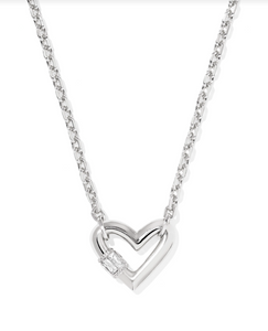 Kendra Scott Emery Heart Pendant Necklace White CZ