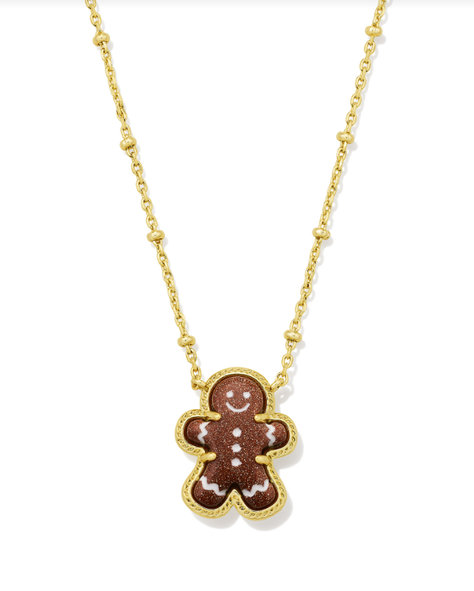 Kendra Scott Gingerbread Man Pendant Necklace Brown Goldstone