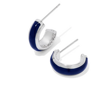 Load image into Gallery viewer, Kendra Scott Huggie Earrings Navy Enamel in Gold or Silver
