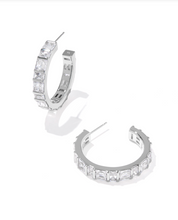 Load image into Gallery viewer, Kendra Scott Jamie Hoop Earrings White CZ
