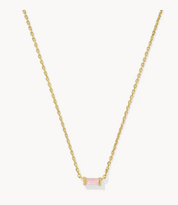 Kendra Scott Juliette Pendant Necklace Rose Quartz in Gold or Silver