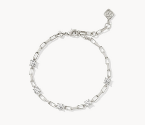 Kendra Scott Lexi Chain Bracelet White Crystal Gold or Silver