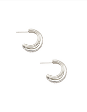 Load image into Gallery viewer, Kendra Scott Livy Silver Huggie Earrings with White Crystals
