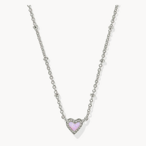 Kendra Scott Mini Ari Heart Necklace Bubblegum Pink Kyocera Opal