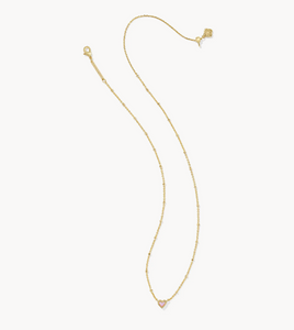 Kendra Scott Mini Ari Heart Necklace Bubblegum Pink Kyocera Opal
