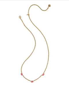 Kendra Scott Mini Elisa Three Stone Strand Necklace Dark Fushia Magnesite