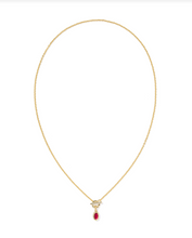 Load image into Gallery viewer, Kendra Scott Mini Elisa Toggle Pendant Necklace Gold Carmine Red Illusion
