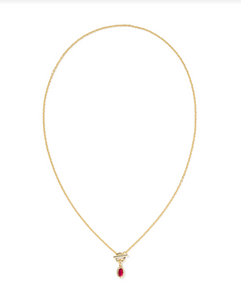 Kendra Scott Mini Elisa Toggle Pendant Necklace Gold Carmine Red Illusion
